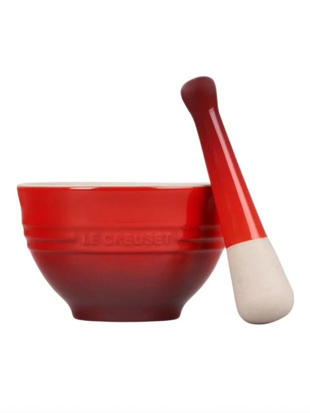 NEW Le Creuset Stoneware Mortar and Pestle Cerise Red